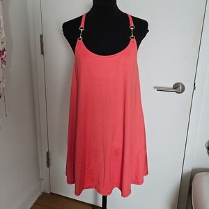 JB by Julie Brown Bright Coral Pink Cami Dress With Gold Horsebit Charms
